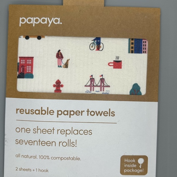 Papaya Other - Papaya Reusable Paper Towels with Colorful City Design